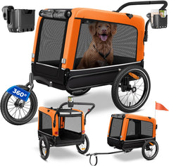 Hondenfietskar - Hondenkar - Fietskar hond - tot 40 kg - Oranje