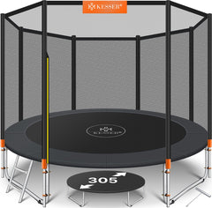 KESSER® Trampoline 305 cm - Veiligheidsnet en Ladder - tot 150 kg belasting - Oranje