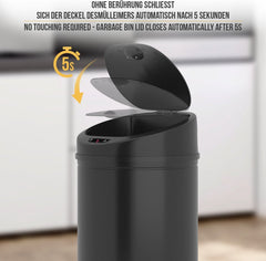Jago Prullenbak met Sensor - Afvalbak - Vuilnisbak - RVS - LED-Display - 30 Liter - Zwart •