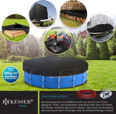 KESSER® Zwembad zonnezeil - Afdekzeil - Ø460cm - Zwart