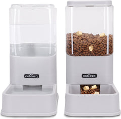 Automatische voerbak kat en hond - Voerautomaat - Voerdispenser - 2 stuks - Grijs - Nobleza •