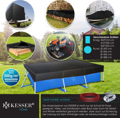 KESSER® Zwembad zonnezeil - Afdekzeil - 450x220cm - Zwart