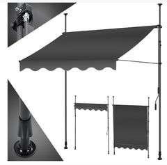 KESSER® Klemluifel - Balkonluifel zonder boren - 250cm - Verstelbaar - Antraciet