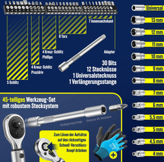 MASKO® Momentsleutel - Gereedschapset - Ratelset 5-25Nm - Goud