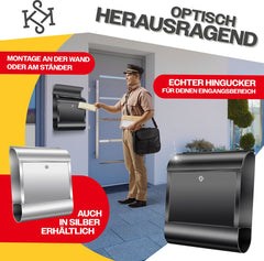 KESSER® RVS Brievenbus  - Wandbrievenbus - Krantenvak - Zwart