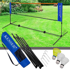 KESSER® badmintonnet, tennisnet - 500 cm - Badmintonnet 3-voudig in hoogte verstelbaar, set bestaande uit net, 3x shuttles, stevig ijzeren frame, transporttas, binnen & buiten