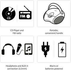 Lenco SCD-24 - Draagbare radio CD speler met AUX-uitgang - Zwart/zilver