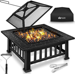 TILLVEX® Vuurschaal - Vuurkorf - 81x81x42cm - Zwart
