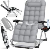 Tuinstoel - Ligstoel - Verstelbaar - Opvouwbaar - Grijs - KESSER®