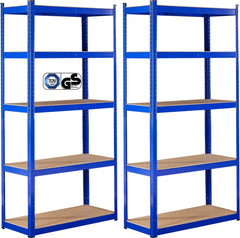 AREBOS 2x Stellingkast - Stellingkasten - Opbergrek - 5 Planken - 875 kg Draagkracht - 90x40x180 cm - Metaal/MDF - Blauw •