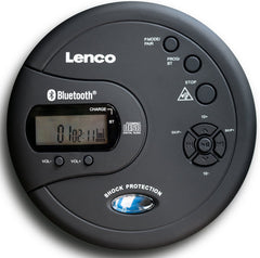 Lenco CD-300BK Discman - Draagbare Bluetooth CD en MP3 Speler - Anti-Shock Bescherming en oplaadbare Batterij - Zwart •