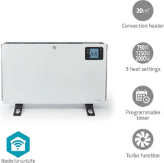 Nedis SmartLife Elektrische Convectorkachel - 2000 W - 3 Warmtestanden - Afstandsbediening - Regelbare Thermostaat - Verwarming - Wit