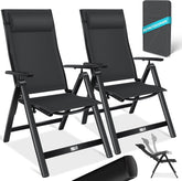 Tuinstoelen verstelbaar - Ligstoel - Set van 2 - Zwart - KESSER®