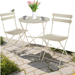 Bistroset - Tuinset 2 persoons - Tuinstoelen met tafel - Crème - Tectake®