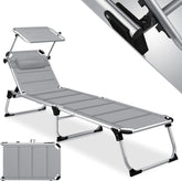 Ligbed - Ligstoel - Zonnebed - Opvouwbaar - Grijs - KESSER®