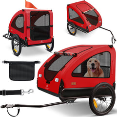 Hondenfietskar - Hondenkar - Fietskar hond - tot 45 kg - Rood