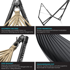 KESSER® XXL Hangmat 2 personen - Tot 200kg - Metalen Frame - Grijs