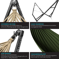 Hangmat met standaard - Opvouwbaar - Tot 120kg - Khaki - KESSER®