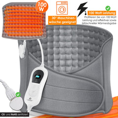 KESSER® Warmtekussen - elektrische verwarmingskussen voor buik en rug Incl. tas - warmteband met 3 temperatuurinstellingen & automatische uitschakeling - Verwarmingsband met verstelbare band en klittenbandsluiting - Grijs