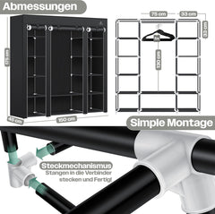 KESSER® Kledingkast - Opvouwbaar - 150x45x175cm - Zwart