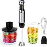 Staafmixer set - 4 in 1 - 1000W - met Hakmolen / Klopper / Garde / Beker - RVS - Aigostar •