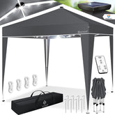 KESSER® Paviljoen 3x3m Tuinpaviljoen weerbestendig & Opvouwbaar met LED-verlichting op zonne-energie & UV-bescherming Inclusief transporttas & Afstandsbediening