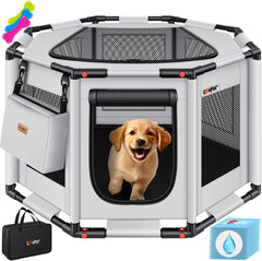 Puppyren - Hondenren- Dierenren - 62x112x112 cm - Grijs - LOVPET®