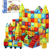 Magnetic Tiles - 120 Stuks - Speelgoed - Magnetische Tegels - Educatief & Constructie - Auto - Montessori - Bouwstenen - Blokken - Voor 3, 4, 5, 6, 7, 8, 9 Jaar - Bouw je Magna Wereld - Kinderen - Olvy