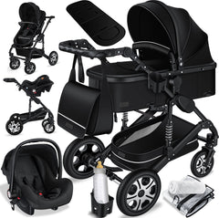 Kinderwagen 3 in 1 - Buggy - Wandelwagen - Kinderbuggy - Zwart - KESSER®