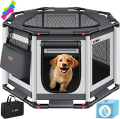 Puppyren - Hondenren- Dierenren - 62x112x112 cm - Grijs - LOVPET®