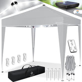KESSER® Paviljoen 3x3m Tuinpaviljoen weerbestendig & Opvouwbaar met LED-verlichting op zonne-energie & UV-bescherming Inclusief transporttas & Afstandsbediening