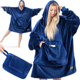 KESSER® Oversized Oodie - Fleece Deken met Mouwen | Draagbare Deken - Snuggle Hoodie | Plaid Knuffeldoekje - Marineblauw