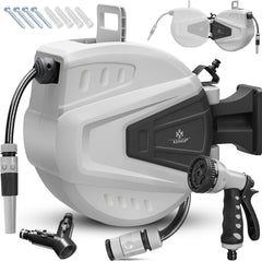 Wandslangenbox - Tuinslanghaspel - Tuinslang met haspel - 30 meter - Grijs