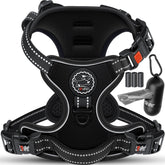 LOVPET® Reflecterende Hondentuigje - No pull & choke Hondenharnas - Anti-trek tuig - Verstelbaar Harnas met Handvat - inclusief Buideltasje - Zwart - M