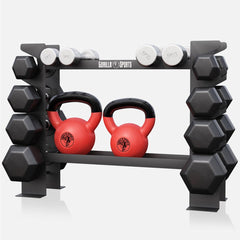 Gorilla Sports Dumbbell standaard - Halterrek - Halter standaard - Staal - Belastbaar tot 300 kg - Zwart