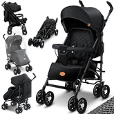 KIDIZ® Kinderwagen / Wandelwagen City-Pro Buggy Kinderbuggy Opvouwbaar Liggende wandelwagen Kinderwagen Opvouwbaar 360° 6-inch wielen Incl. muggennet, voetenzak en regenhoes Opvouwbaar Slaapfunctie - Zwart
