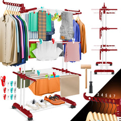 KESSER® Droogrek inklapbaar - Wasrek - Wit / Rood