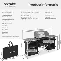Campingkeuken - Kampeerkeuken - Opvouwbaar - Zwart - Tectake®