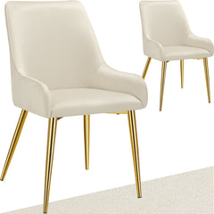Eetkamerstoelen - Set van 2 - Fluweel - Beige - Tectake®