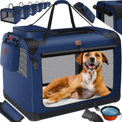 Reisbench hond - Draagtas hond - Transportbox - 102x69x69 cm - Marineblauw