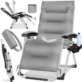 Tuinstoel - Ligstoel - Verstelbaar - Opvouwbaar - Grijs - KESSER®