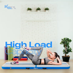 KM-Fit Airtrack - Turnmat - 5 m - Gymnastiekmat Opvouwbaar - Incl. elektrische pomp & patch kit - Blauw