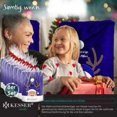 KESSER® Stoelhoes voor Kerst - Premium Hoes voor eetkamer stoelen Kerstdecoratie Stoelbekleding vor Kerstmis en Feestelijke Kerstversiering - Blauw-Wit, De Kerstman, Set van 2