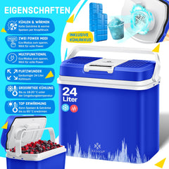 Koelbox Elektrisch – 12V en 230 volt - Coolbox - Frigobox - 24L – Blauw