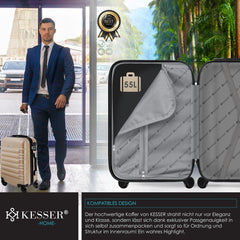 KESSER® Reiskoffer - 55L - Handbagage - ABS - Champagne