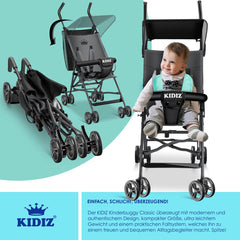 KIDIZ® Kinderwagen - Wandelwagen - Kinderbuggy - Antraciet