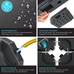 KESSER® Parasoltegel - Parasolvoet - Vulbaar tot 80 kg - Zwart •