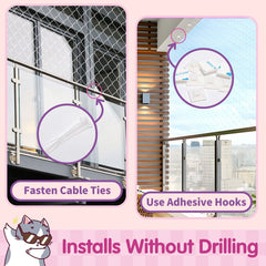 Kattennet - Voor Balkon - Balkon net - 8x3 m - Nobleza