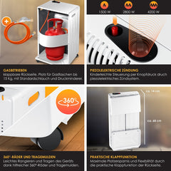 KESSER® Gaskachel Keramisch - 4200W - Terrasverwarmer - Wit