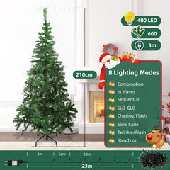 Kerstboom met verlichting - Kunstkerstboom - 210 cm - Met standaard - Aigostar